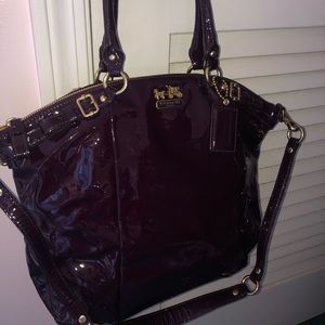Authentic Vintage Coach Madison Lindsey Satchel/Bag - Patent Leather/Dark Plum